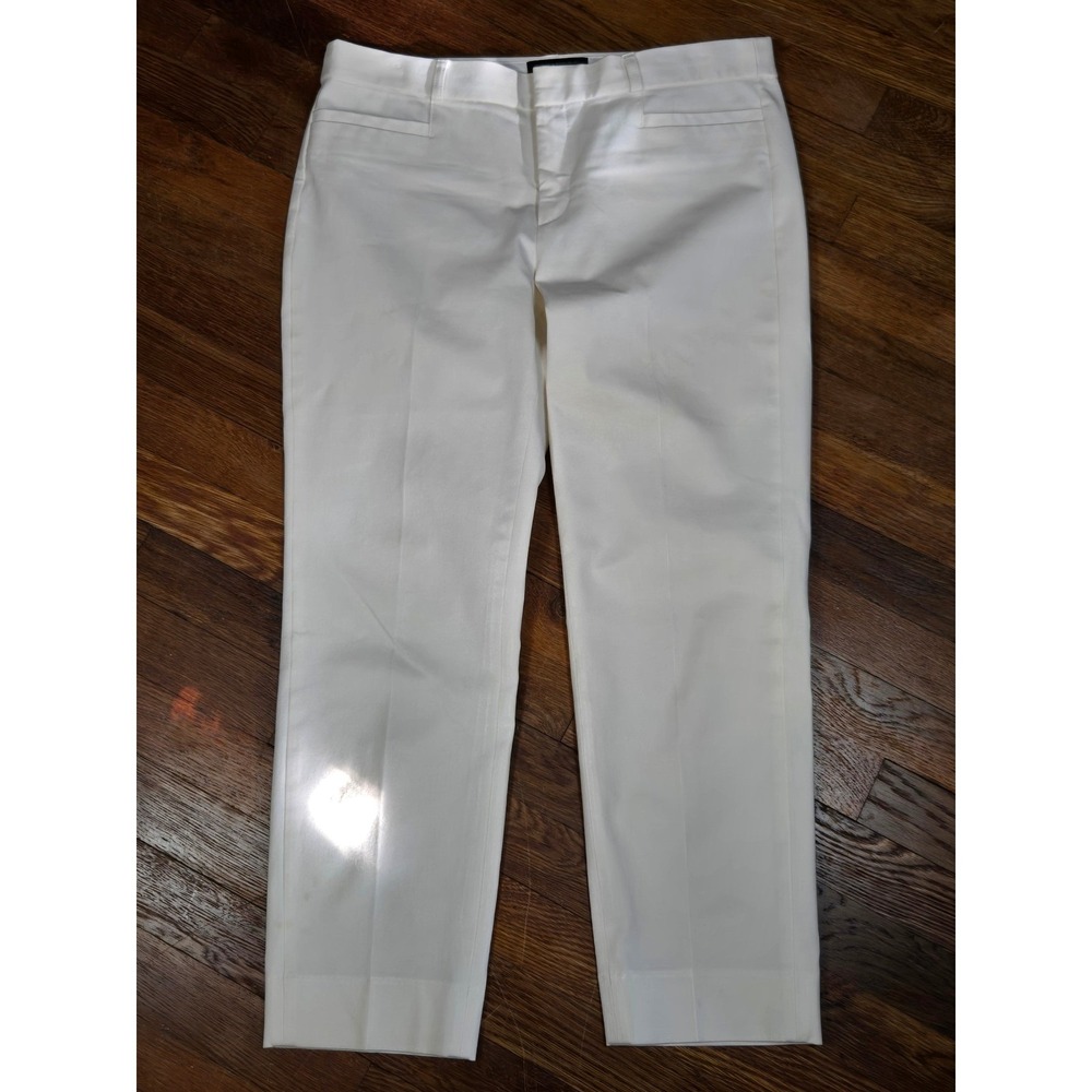 Banana Republic Sloan Crop Pants White Bi-Stretch Tailored Trousers Size 10